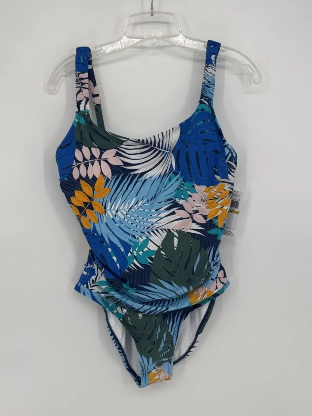 New Jantzen Size 10 Jolie One-Piece Blue Palm Floral Bathing suit Swim Suit NWT